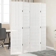 vidaXL Divisorio Ambienti 4Pannelli Bianco Legno Massello di Paulownia