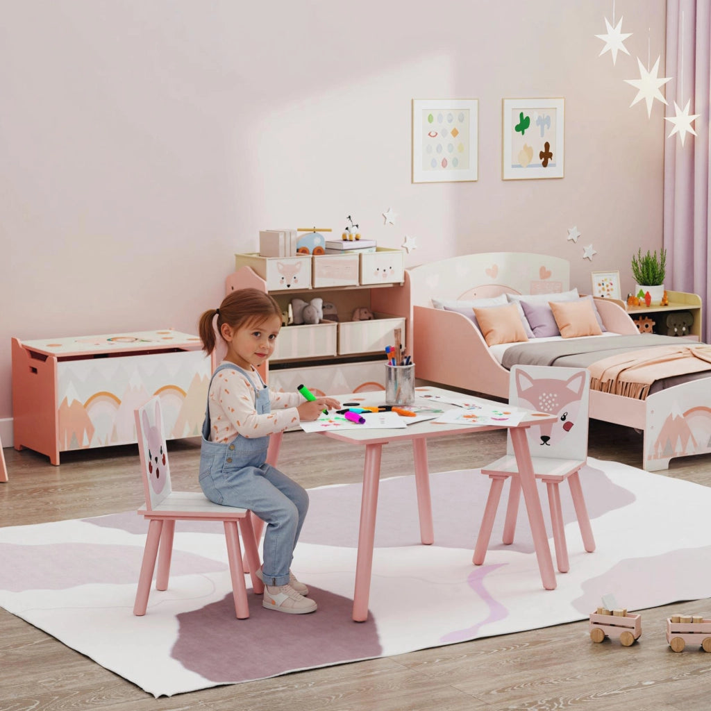 Tavolo con sedie bambini ¨C zephmum ¨C rosa legno pino 3-8 anni
