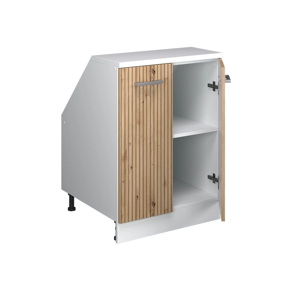 Mobile sottotetto Rion Rovere artigianale/Bianco 60 x 83.8 cm con 2 porte, carcassa 60 cm profondità Vicco