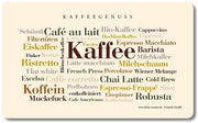 Banchetto da colazione con tazze per caffè e parole da decorare