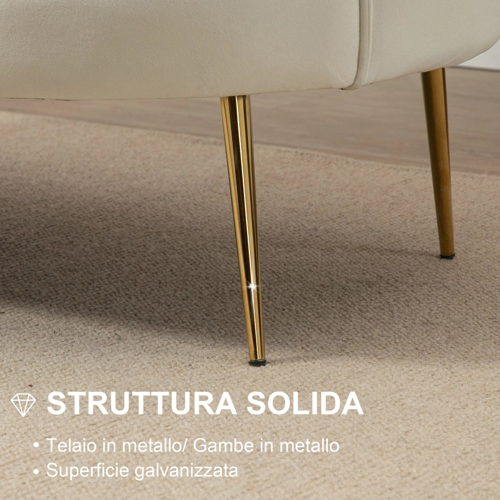 EasyComfort Divano Vintage 2 Posti Industrial Chic, Divanetto Francese per Ingrasso in Velluto, 130x77x77cm
