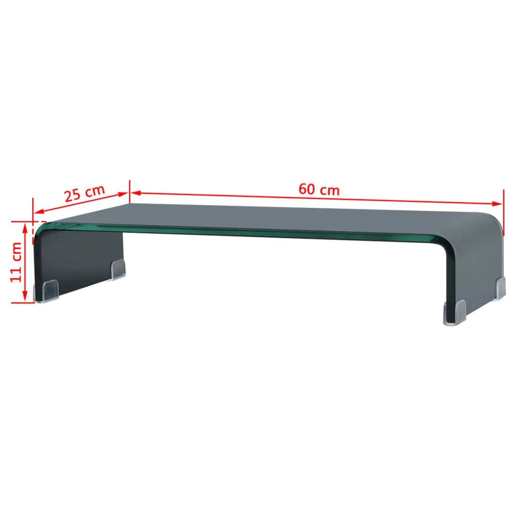 Mobile TV credenza design pratico supporto per monitor 60 cm vetro nero 2502229