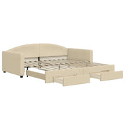 Divano letto | Sof¨¤ letto | Letto singolo Estraibile con Cassetti Crema 100x200cm in Tessuto