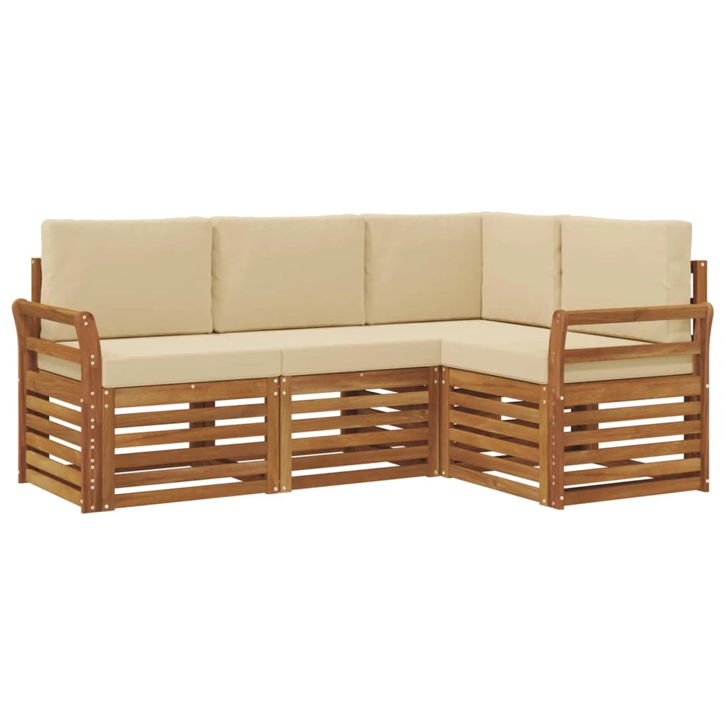 Set di divani da esterno 4 pz Naturale e Beige Poliestere 3374733