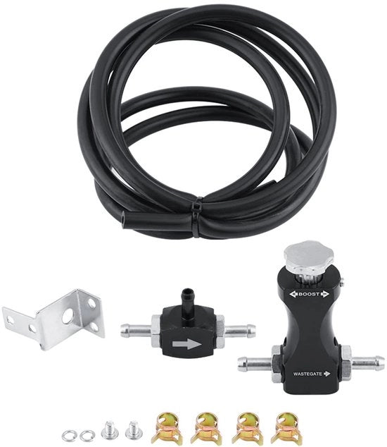 Kit di controllo del boost - Universale - Doppio lato - Auto - Regolabile a mano - Nero - Adatto per turbo - Modello nero
