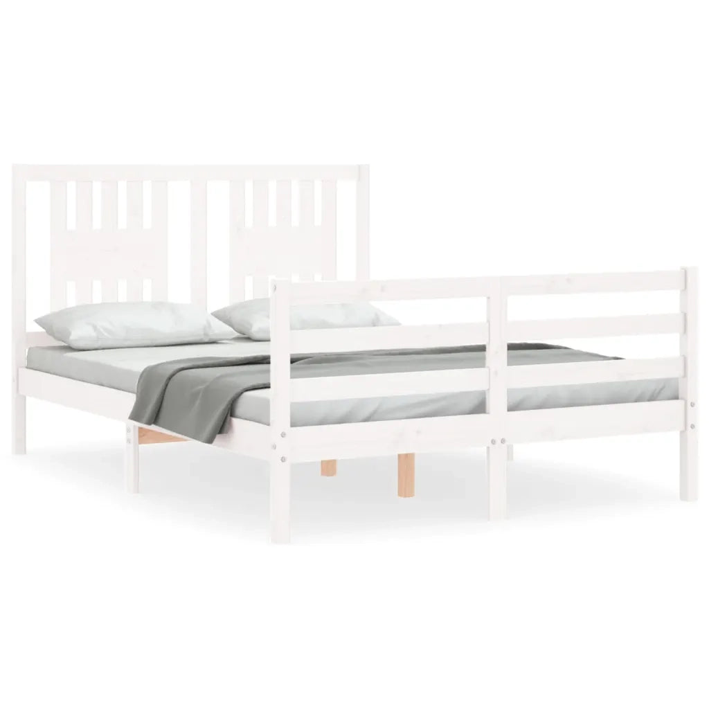Giroletto con Testiera-Struttura Letto con testiera Bianco 140x190 cm in Legno Massello 234726