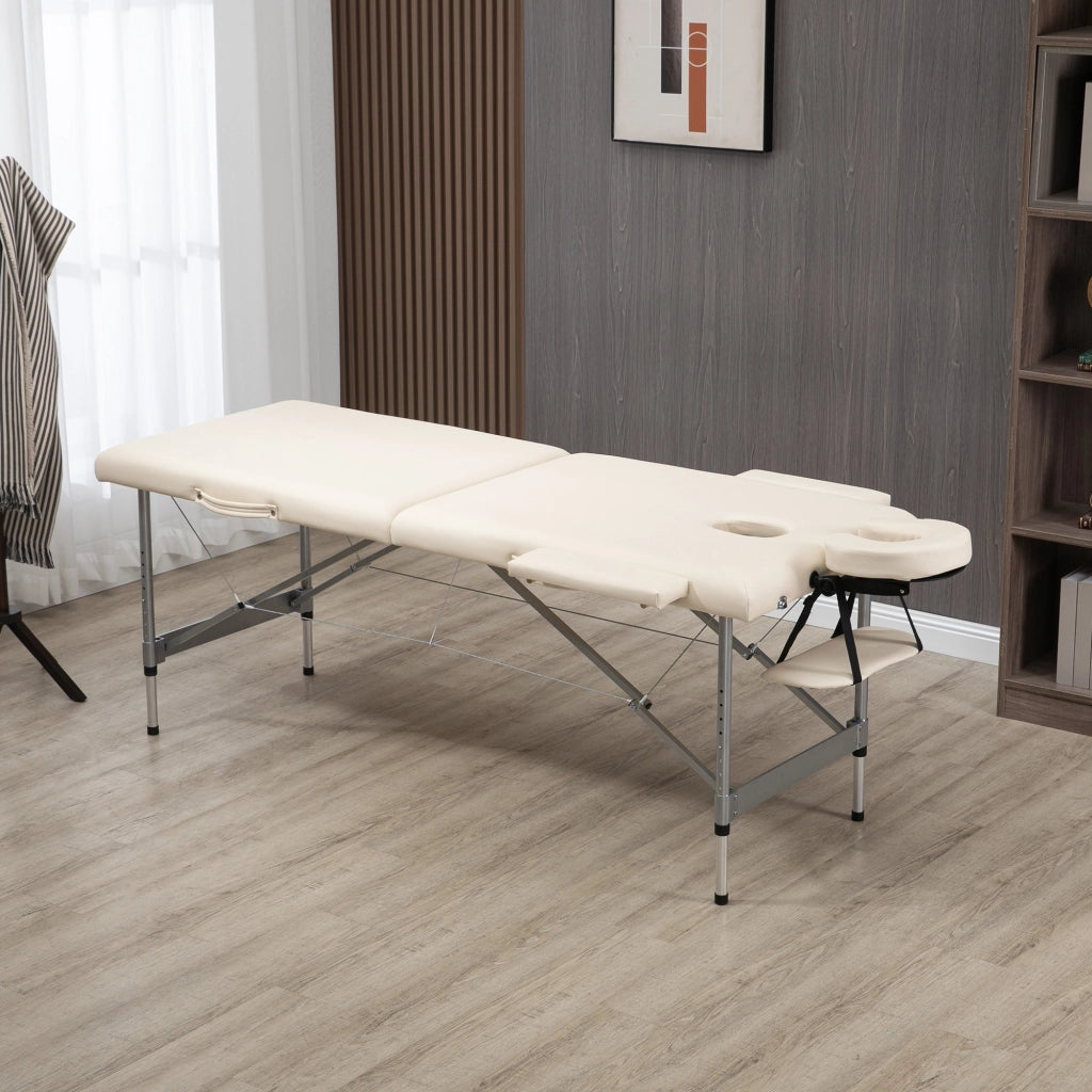 Poltrona Massaggiante Reclinabile Pieghevole ¨C Zephmum ¨C Beige 185x70x58-82 cm