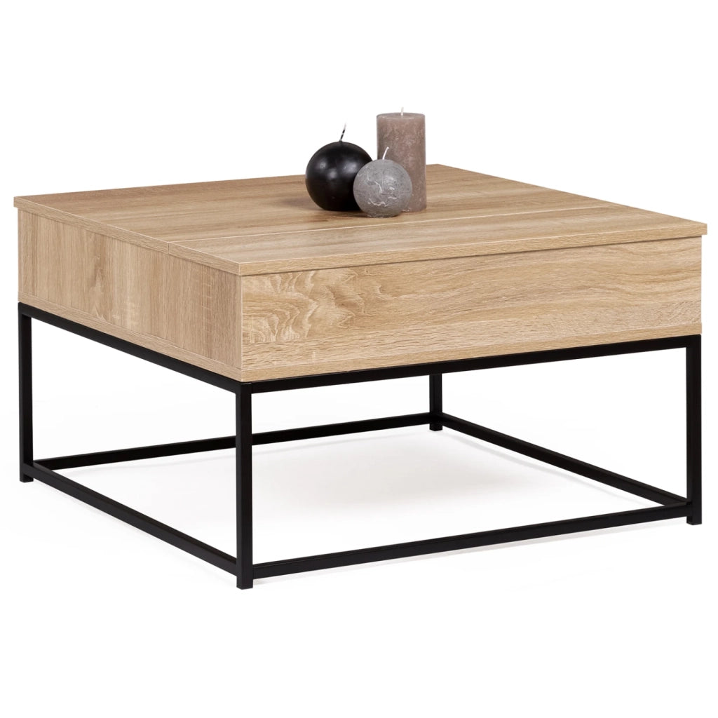 IDMarket - Tavolino quadrato con piano sollevabile DETROIT design industriale