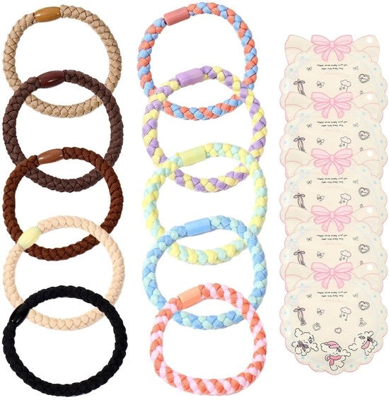 Accessori per capelli 10 pezzi - Fascette elastiche - Scrunchies - Accessori per capelli - Borse di stoccaggio rosse - Materiale morbido e resistente all'allungamento