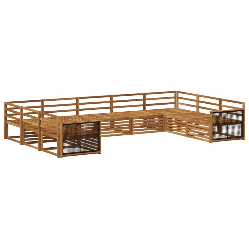 Set di divani da esterno 9 pz Naturale Legno di Acacia Massello 3383832
