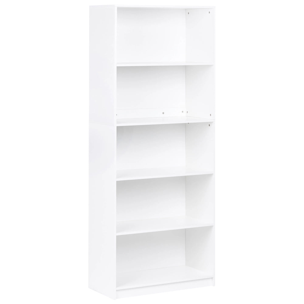 Libreria a 5 ripiani in stile minimalista in truciolato bianco soggiorno salotto