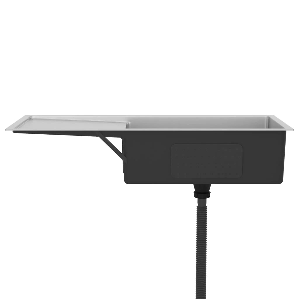 Lavello da cucina fatto a mano 100 x 44 cm acciaio inox argento 02_0002475