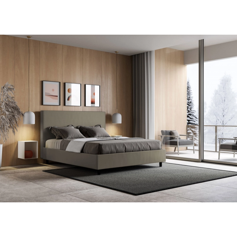 Letto imbottito Matrimoniale 160x190 cm Focus - Similpelle,Cappuccino,Contenitore
