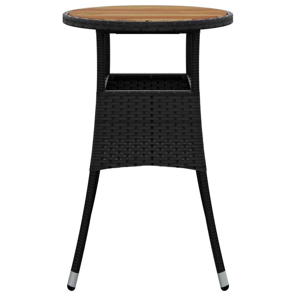 Tavolo Giardino Ø60x75 cm Massello Acacia e Polyrattan Nero 310602