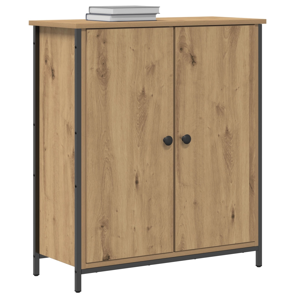 Credenza in Rovere Artigianale 70x30x80 cm Legno ingegnerizzato e Acciaio