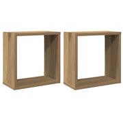 2 pz Mensole Parete | Mensola sospesa a Cubo Artigianale 30x15x30 cm Truciolato