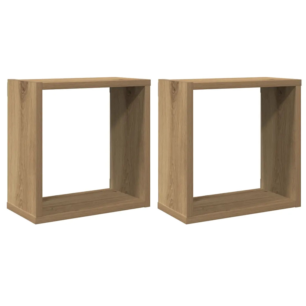 2 pz Mensole Parete | Mensola sospesa a Cubo Artigianale 30x15x30 cm Truciolato