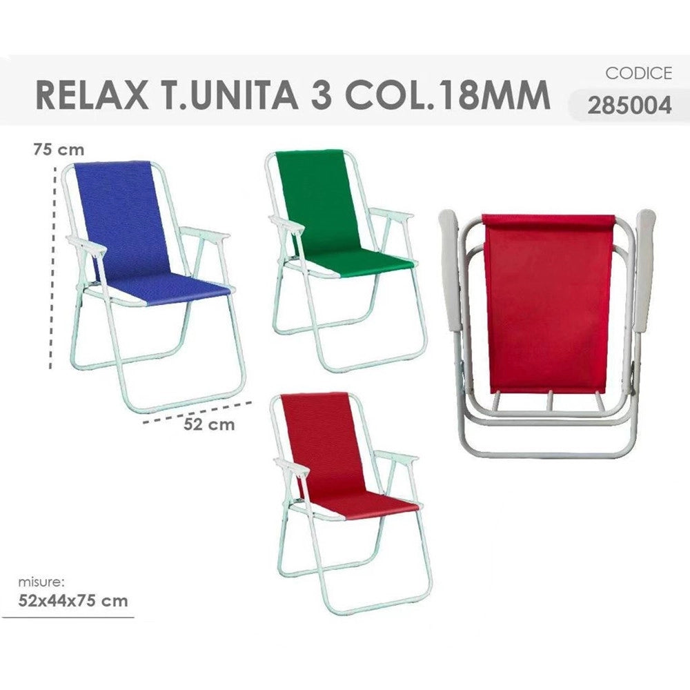 Trade Shop - Sedia Relax Spiaggina Mare Giardino In Acciaio Pieghevole Campeggio Tinta Unita 285004 -