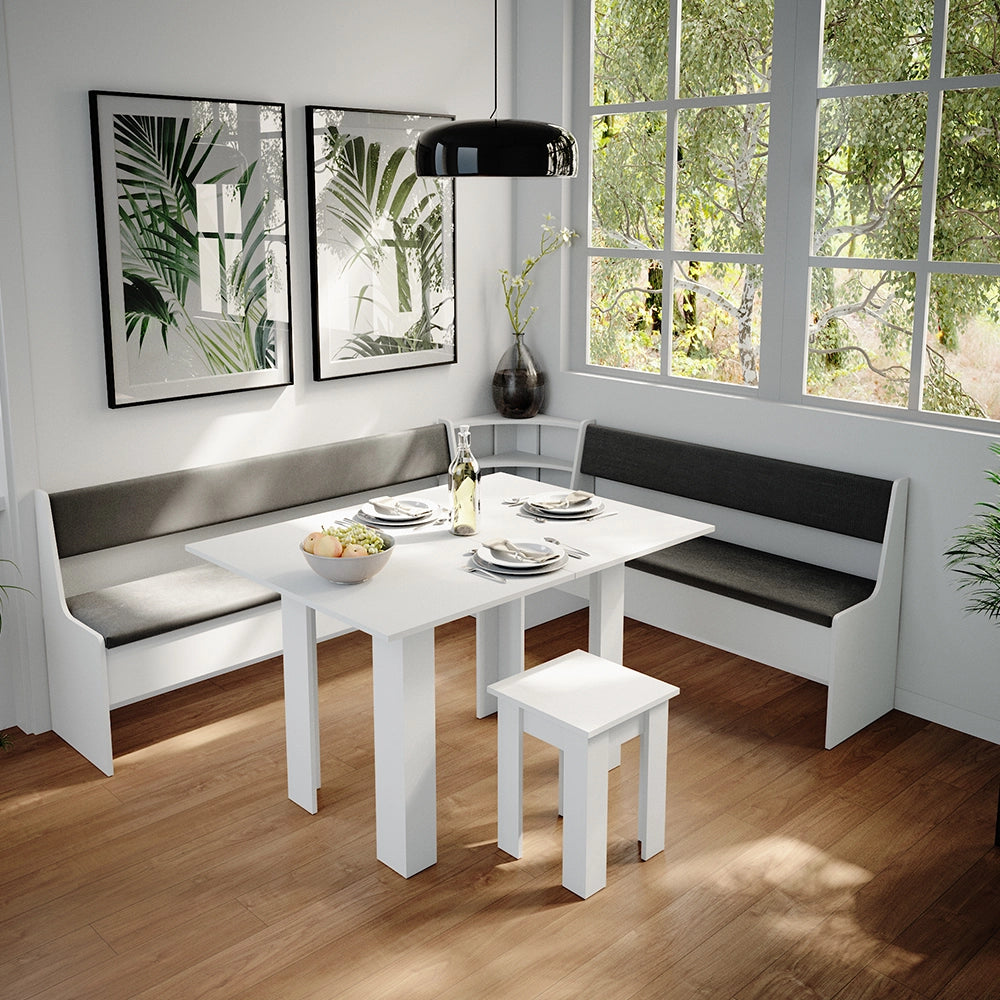 Vicco Gruppo panca ad angolo Bianco 210 x 41.5 cm con tavolo