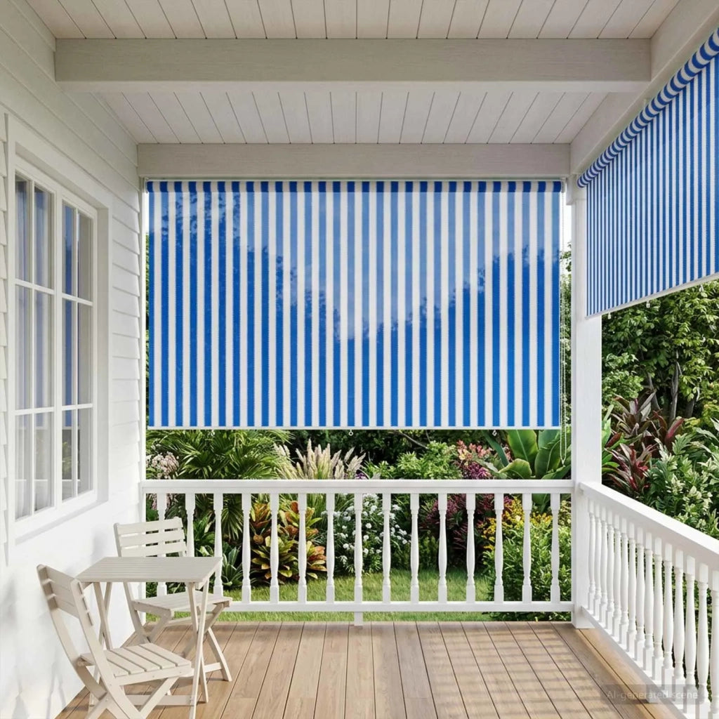 Tenda a Rullo Esterno Blocco UV 90% Strisce Blu e Bianche HDPE 42035985