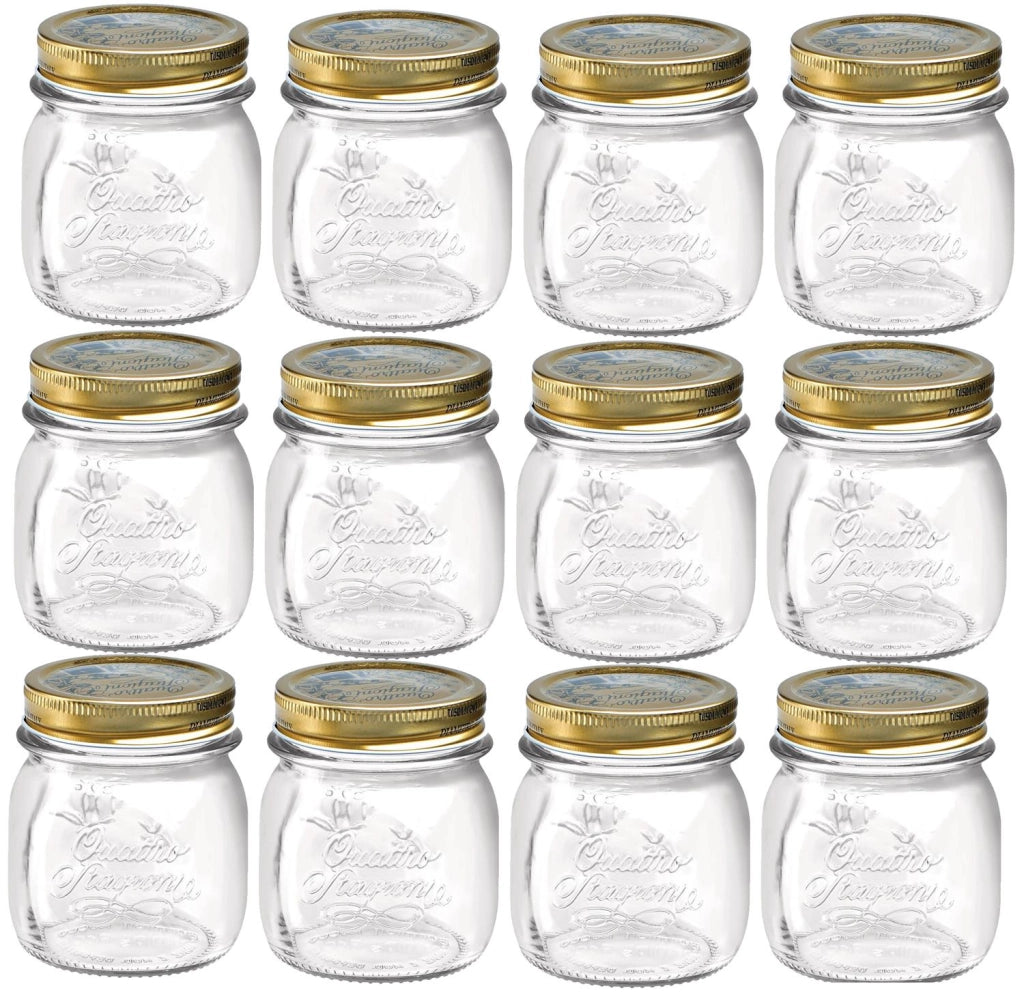 12 BARATTOLI 150CC QUATTRO STAGIONI BORMIOLI VASO PER CONSERVE CON 12 TAPPI INCLUSI