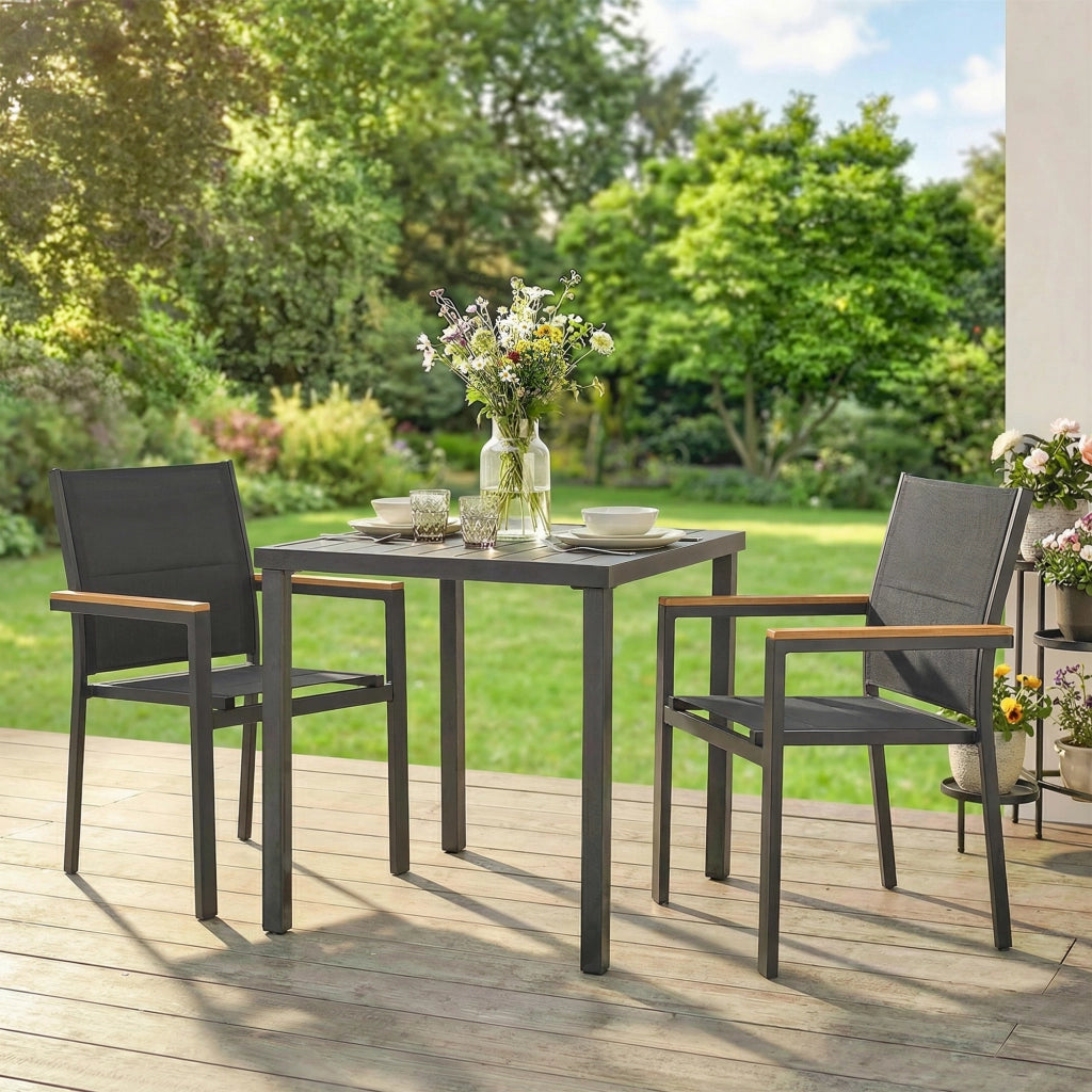 Set 2 Sedie da Giardino Imbottite e Impilabili ¨C zephmum ¨C Grigio Scuro 56x55x85cm