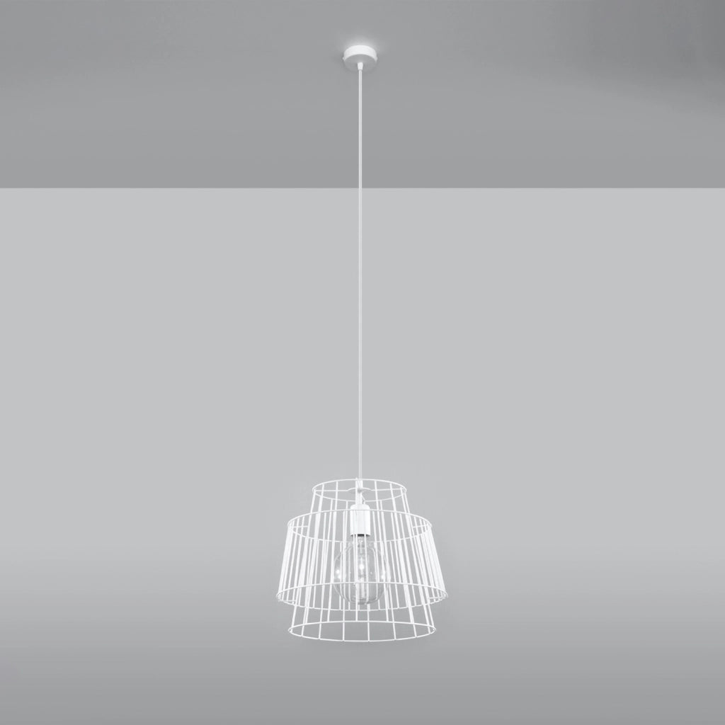 Lampada sospensione PORTAL bianca metallo E27 Pure Lume