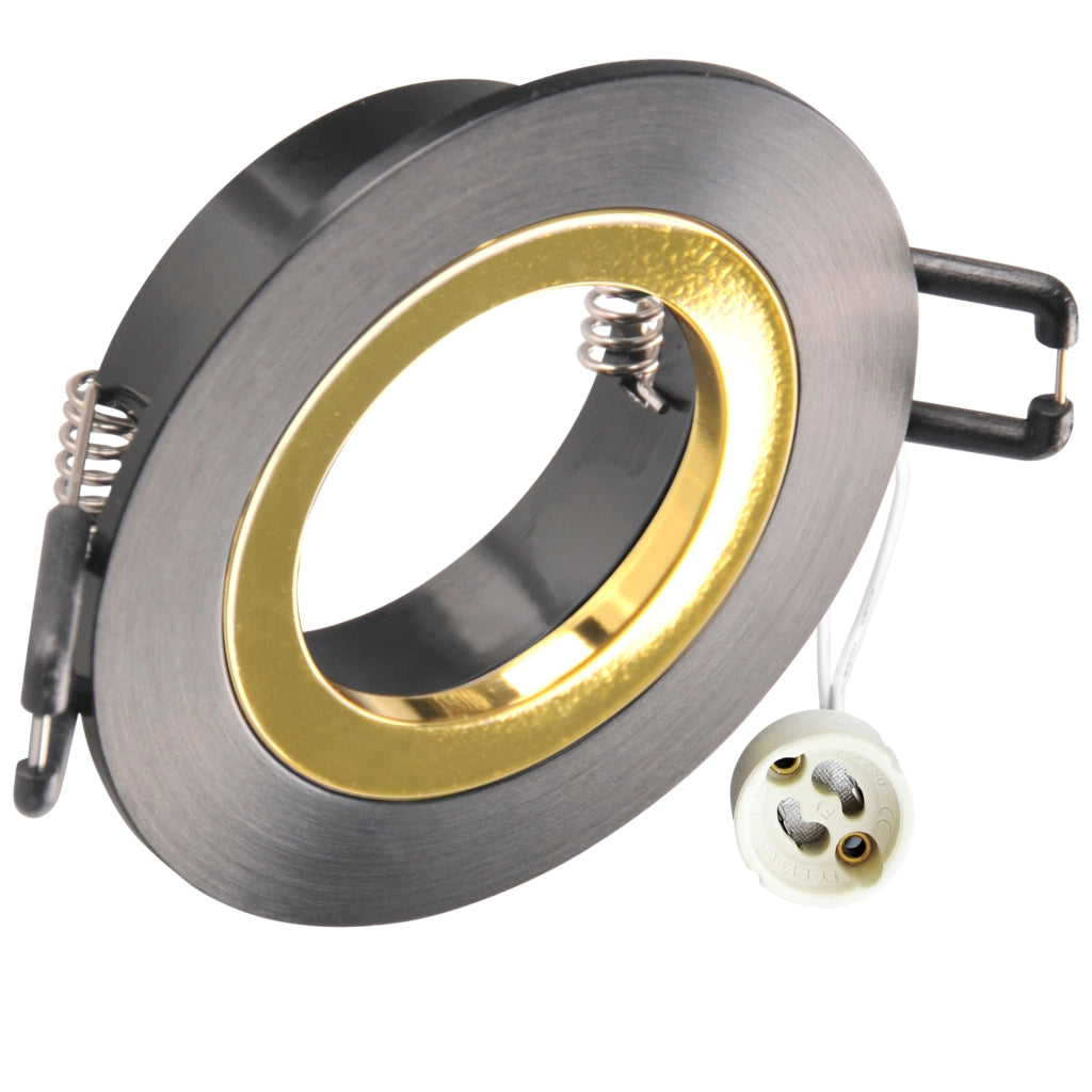 Faretto incasso tondo nero/oro GU10 Polux Febe 323323