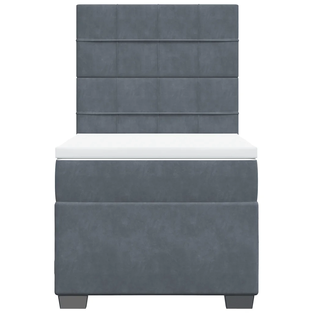 Giroletto a Molle con Materasso Grigio Scuro 100x200 cm Velluto