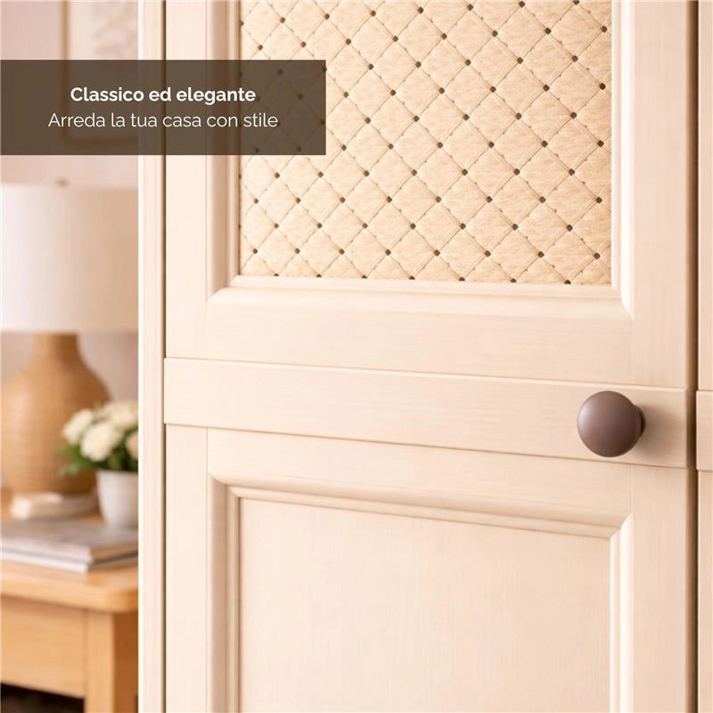 ARMADIO 4 MODULI ANGORA 79X43X164 CM CON 4 RIPIANI E ANTE TRAFORATE – MOBILE ALTO DECORATIVO PER ZONA GIORNO E INGRESSO
