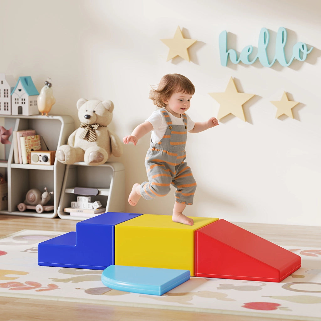 Set Costruzioni Morbide da 4 Pezzi, Gioco Educativo per Bambini Et¨¤ 1-3 Anni per Casa e Scuola, Multicolore