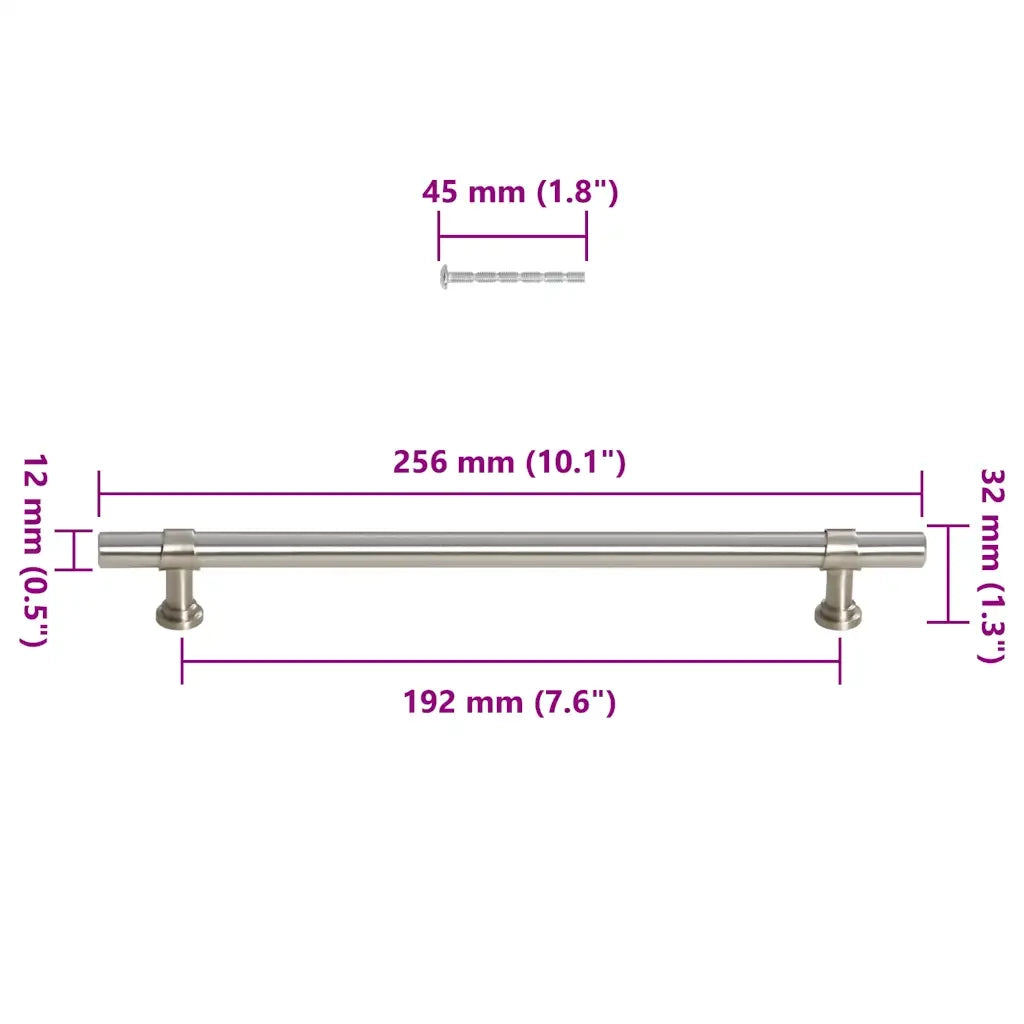 Maniglie per Mobili 5pz Argento 192mm in Acciaio Inox 155416