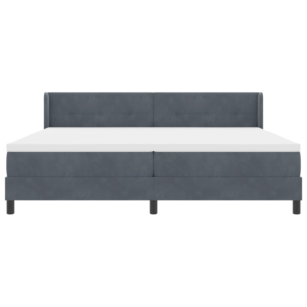 Letto a Box Spring con Materasso Grigio Scuro 200x200 cm Velluto
