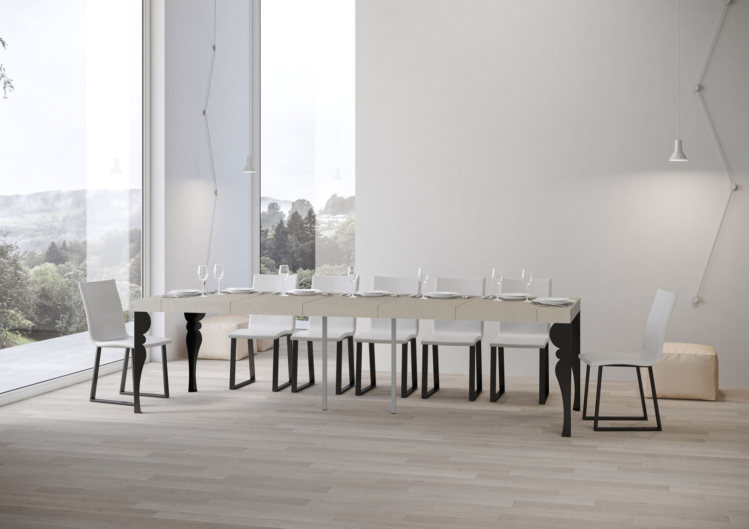 Consolle Allungabile 90-300x40x77 cm Paxon Premium Cashmere Telaio Antracite