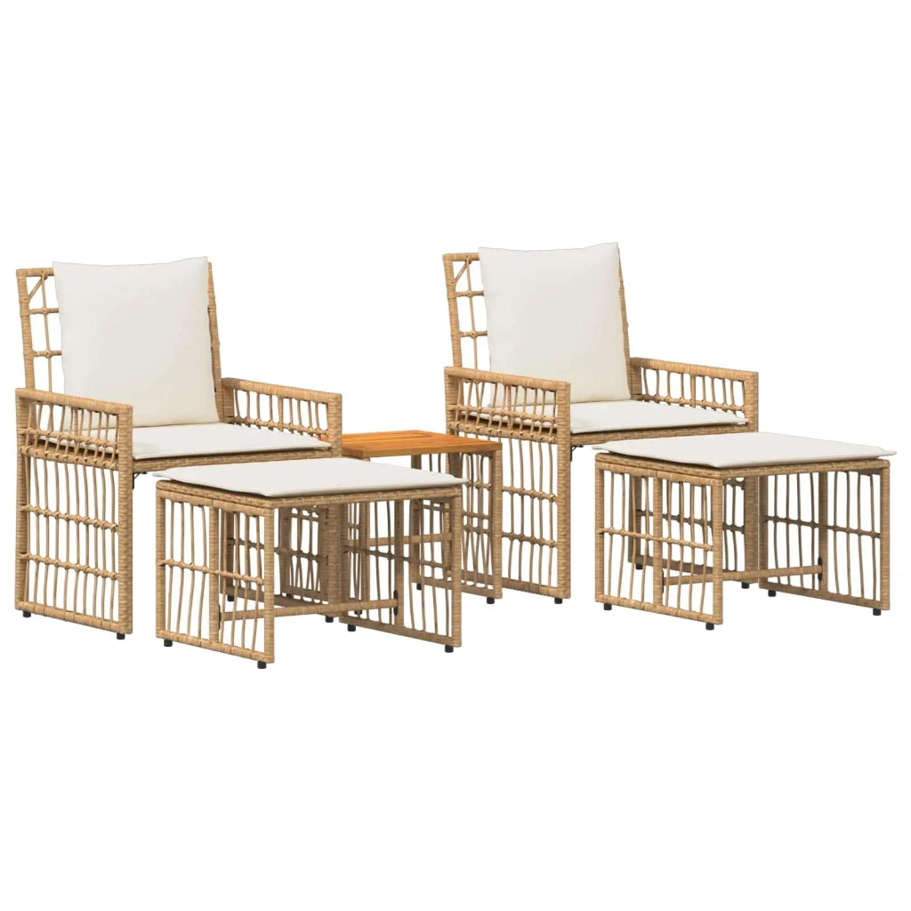 Set di Mobili da Esterno 5 pz | Set Salotto da Giardino Naturale e Bianco Crema