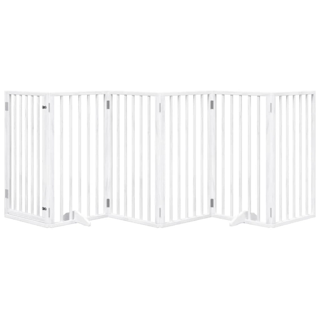 Cancelletto e porta di sicurezza per animali domestici 6 pannelli legno di pioppo bianco 02_0023358
