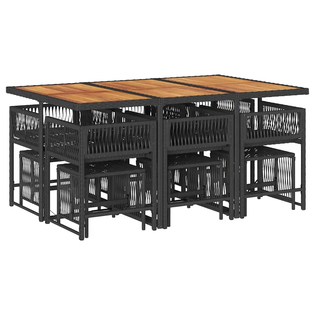 Set da Pranzo da Giardino 11 pz con Cuscini in Polyrattan Nero 3211515