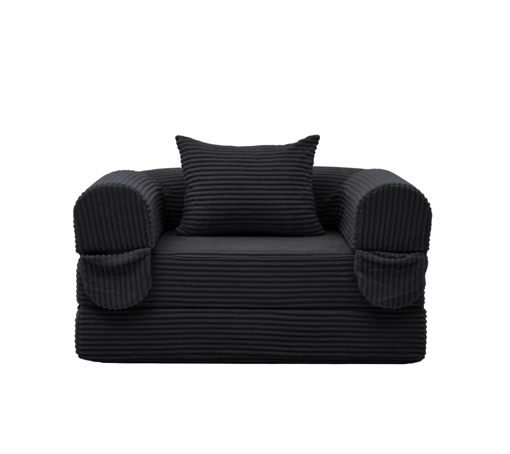 Poltrona letto singola 2 in 1 in velluto a coste nero