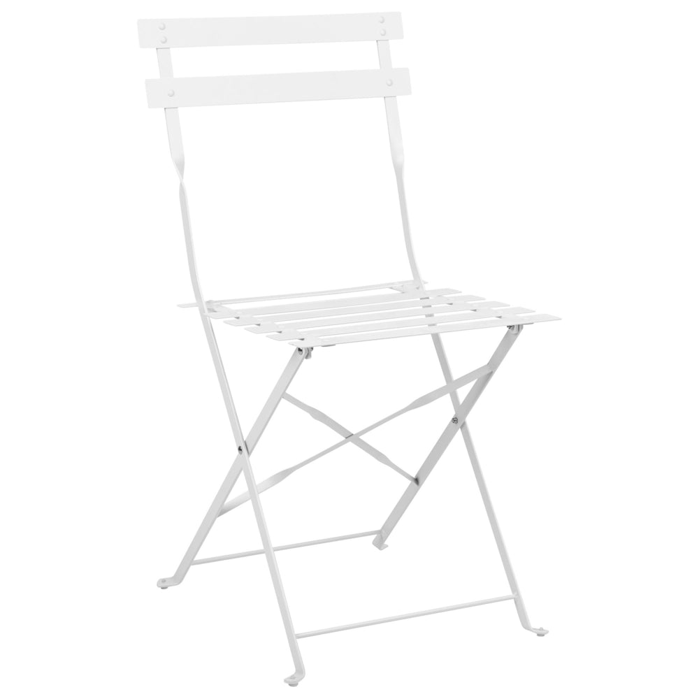 Set da Esterno 3 pezzi Tavolino e 2 Sedile Pieghevoli in Metallo Bianco Giardino Terrazzo Balcone