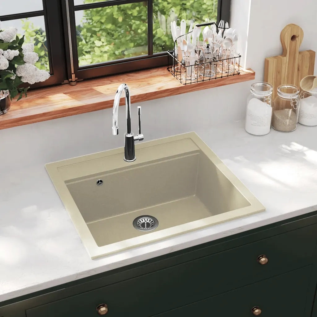 Lavello da Cucina in Granito Vasca Singola Beige CFW1517081