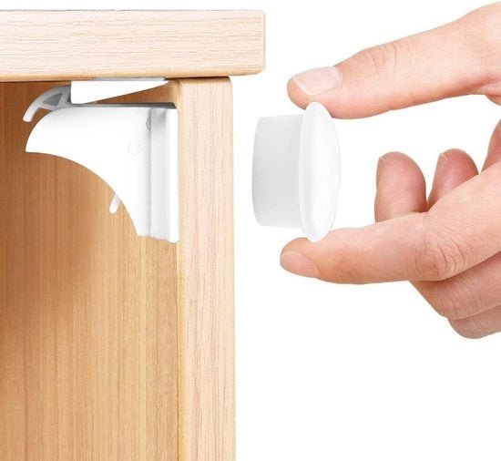 Sicurezza per Bambini Invisibile Set per Cassetti e Ante con Chiusura a Maggi, 10 pezzi in Bianco