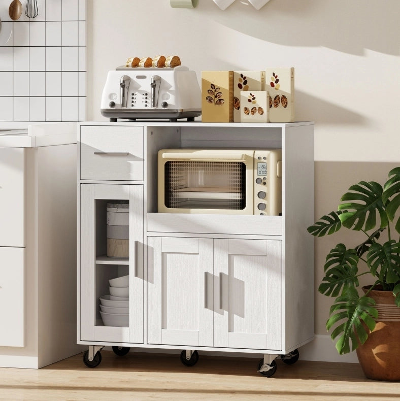 Mobile da cucina bianco con cassetti e ripiani