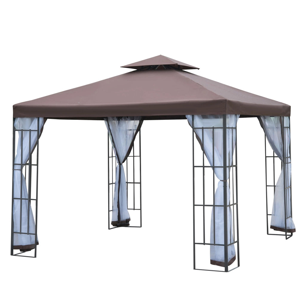 Gazebo da giardino con zanzariere e doppio tetto ¨C zephmum ¨C 297x297 cm