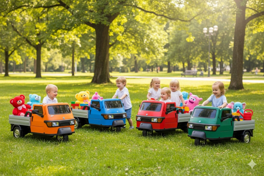 Macchina Elettrica per Bambini Licenza Piaggio Apecar 12V Rosso