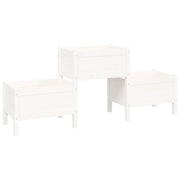 Fioriera | Cassetta per fiori | Vaso Bianca 178,5x44x75 cm in Legno Massello di Pino