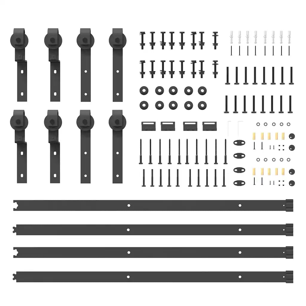 Kit di Binari per Porte Scorrevoli 400 cm Acciaio Nero