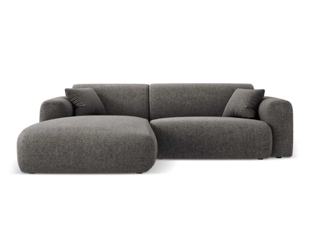 Cosmopolitan Design - Divano angolare sinistro "Nolio" 4 posti in ciniglia grigio 