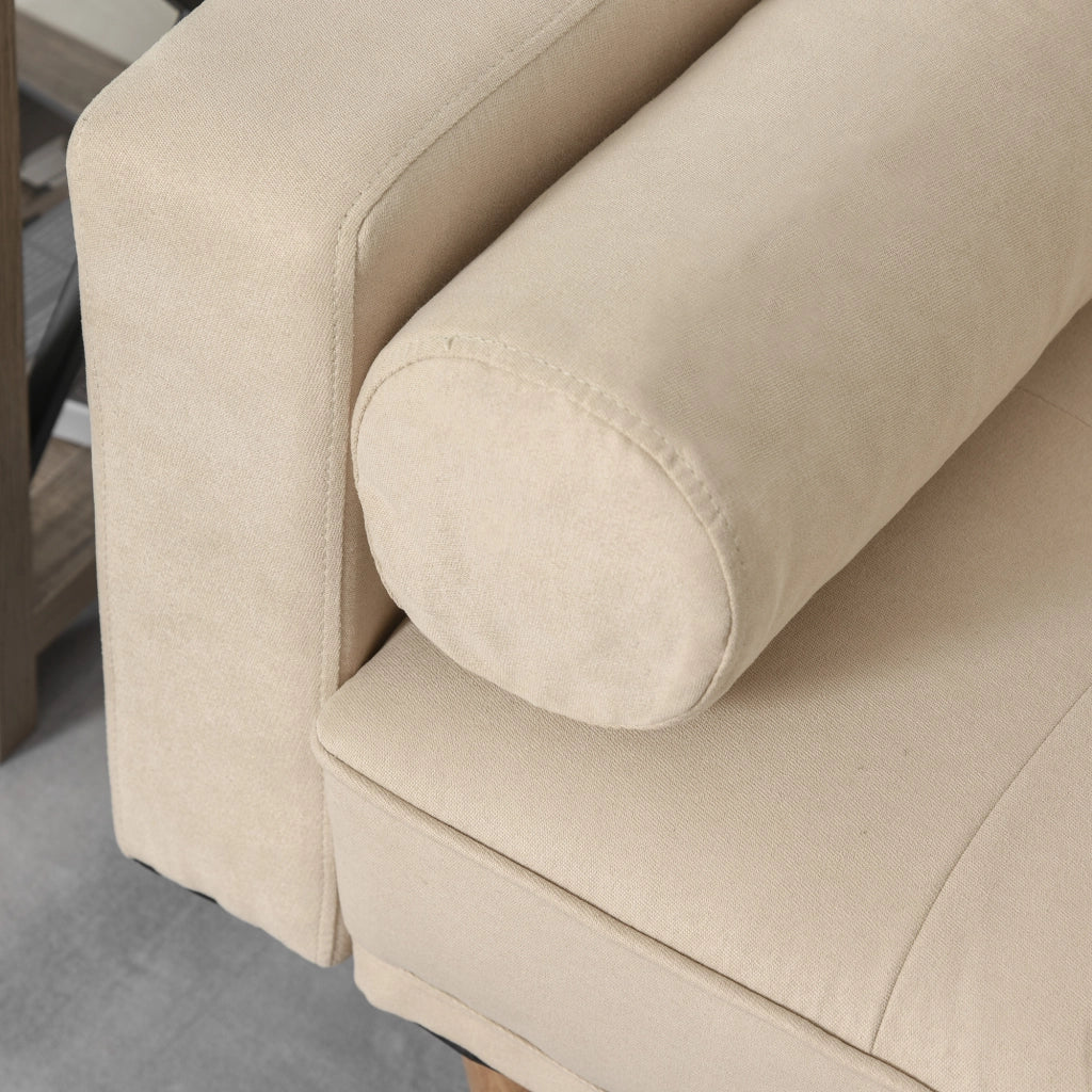 Divano Letto 3 Posti con Schienale Regolabile ¨C Minimal ¨C Beige, 185x84x85 cm