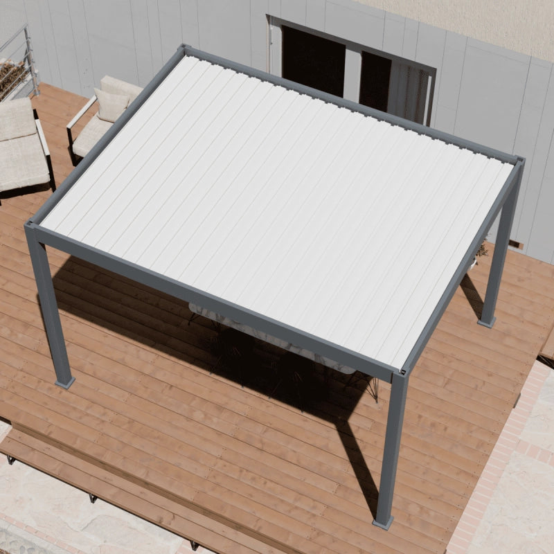 Pergola bioclimatica motorizzata OmbrÃ©a ELMO autoportante 3x4M - Antracite/Bianco