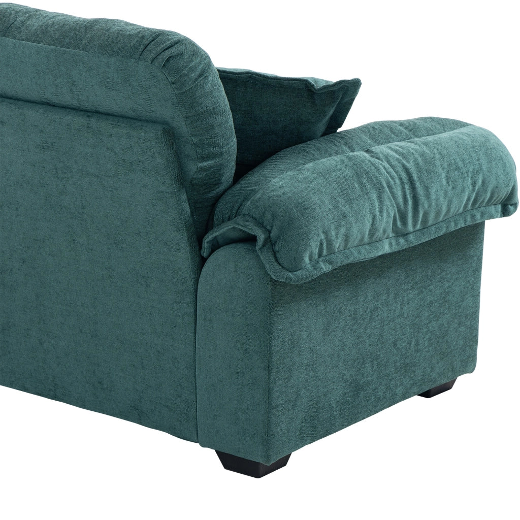 Divano dritto a 2 posti con seduta profonda e cuscino a doppio strato in ciniglia verde 214 × 89 × 93 cm
